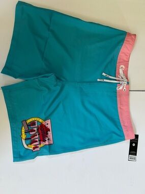 ethika Teal and Pink Men’s Swim Trunks